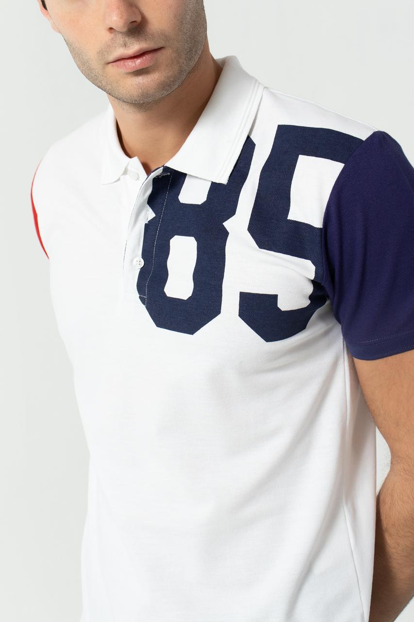 Men’s Polo Shirt – Blue & White Casual Slim Fit