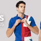 Men’s Color Block Polo Shirt – Blue &amp; White Casual Slim Fit