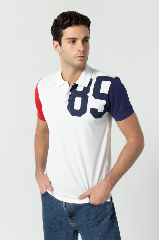 Men’s Polo Shirt – Blue &amp; White Casual Slim Fit