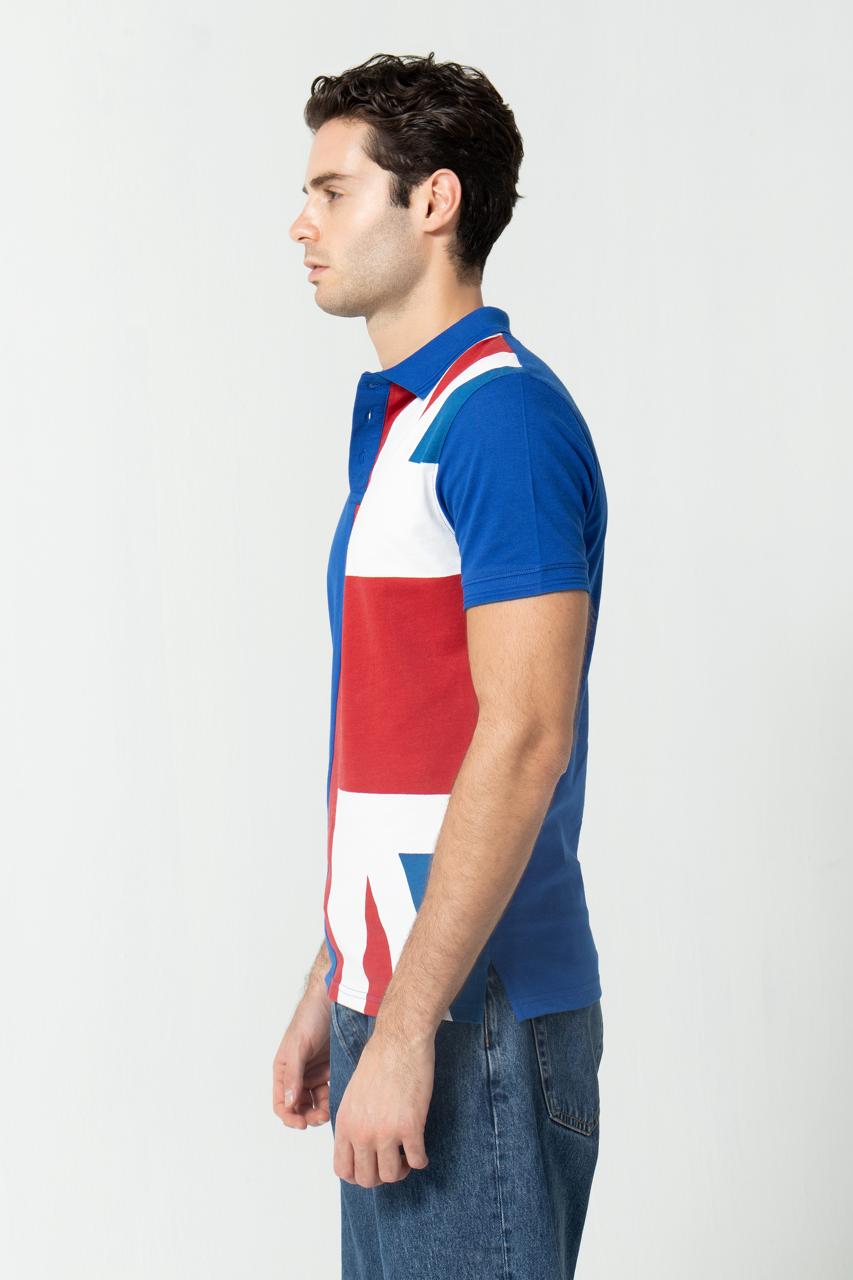 Men’s Polo Shirt with Union Jack Flag Print – Stylish Casual Wear