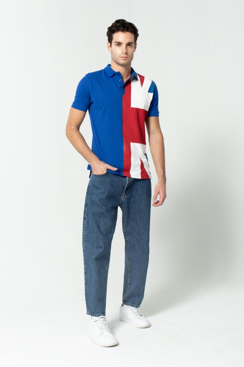 Men’s Polo Shirt with Union Jack Flag Print – Stylish Casual Wear