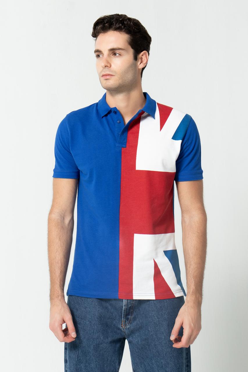 Men’s Polo Shirt with Union Jack Flag Print – Stylish Casual Wear
