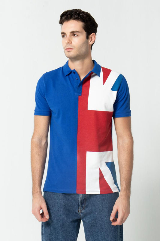 Men’s Polo Shirt with Union Jack Flag Print – Stylish Casual Wear