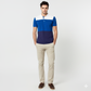 Men’s Color Block Polo Shirt – Blue &amp; White Casual Slim Fit